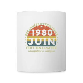 Vintage Jubiläum Hergestellt im Juni 1980 - Tasse - Weiß - Vorne