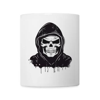 Schädel,Skull,Totenkopf mit Hoodie Kapuze - Tasse - Weiß - Vorne