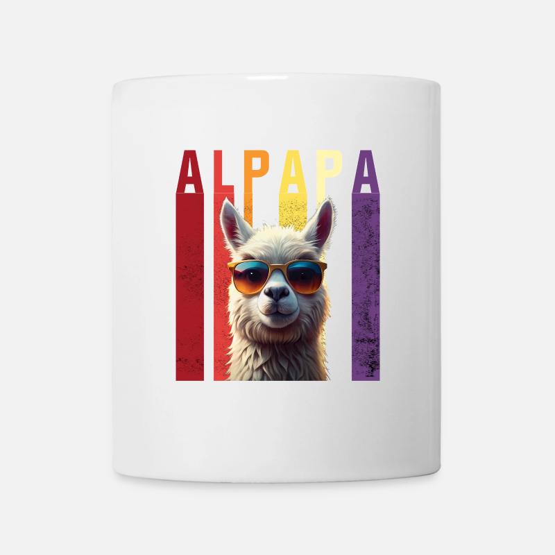 Funny alpaca parameter with sunglasses - Mug - white