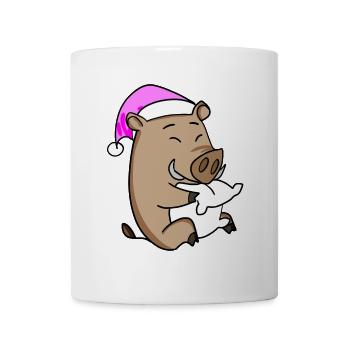 Wild boar tired sleeping in sleeping girl - Mug - white - Front