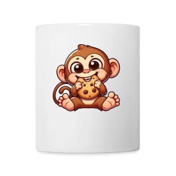 Schimpanse mit Keks Süße Versuchung - Tasse - Weiß - Vorne