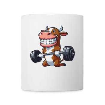 Cow Bull Dumbbell Workout Weightlifter - Mug - white - Front