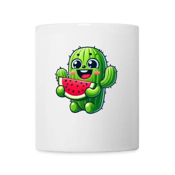 Bande dessinée mignonne de cactus avec pastèque fruitée - Mug blanc - blanc - Devant