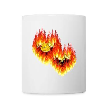 Herzen Liebe Flammen Valentinstag Beziehung - Tasse - Weiß - Vorne