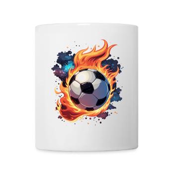Fliegender Fußball mit Flammen. - Tasse - Weiß - Vorne