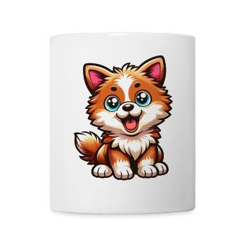 Cute Cartoon Corgi Joyful Puppy Love T-Shirt - Mug - white - Front