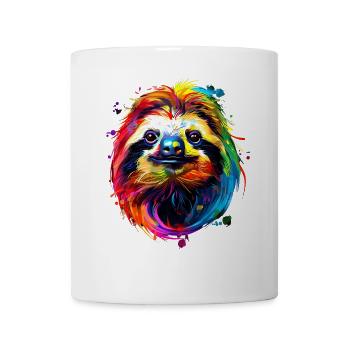 Faultier Bunte Farben Pop Art Faulpelz Faultiere - Tasse - Weiß - Vorne