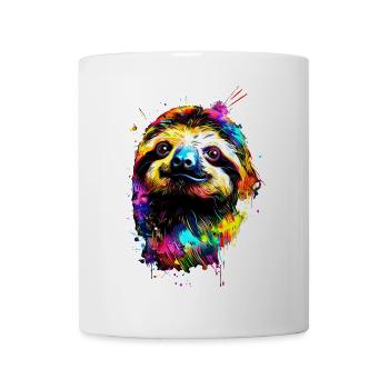 Faultier Bunte Farben Pop Art Faulpelz Faultiere - Tasse - Weiß - Vorne