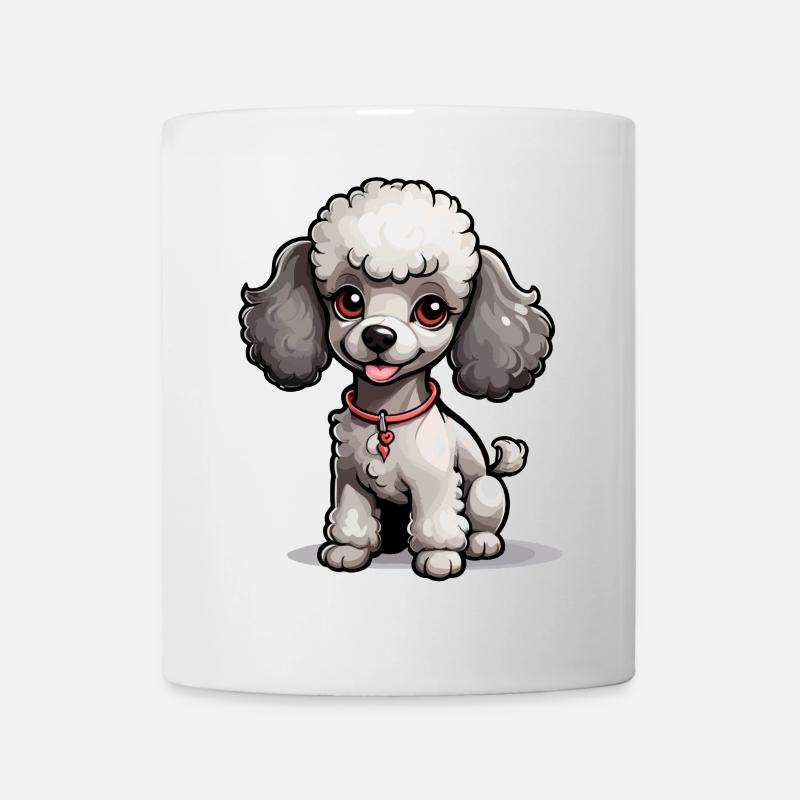 Grauer Pudel mit Halsband - Tasse - Weiß