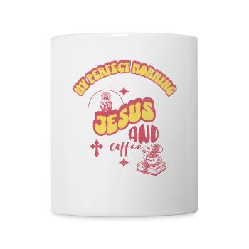 Glaube und Kaffee Morgenmotto - Tasse - Weiß - Vorne