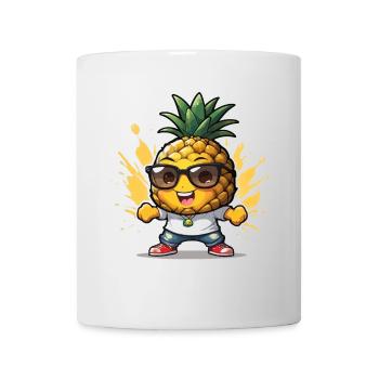 Funny pineapple with sunglasses - Mug - white - Front