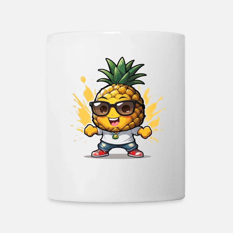 Lustige Ananas mit Sonnenbrille - Tasse - Weiß