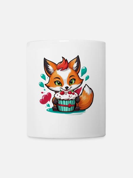 Kleiner Fuchs mit leckerem Muffin - Tasse - Weiß