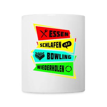 Essen Schlafen Bowling wiederholen - Tasse - Weiß - Vorne