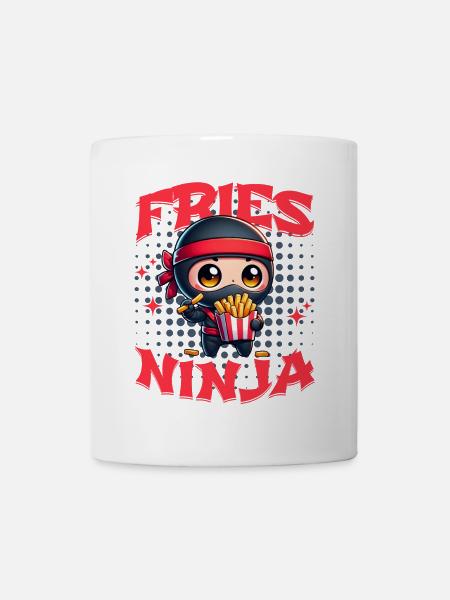 Pommes Ninja Fries Ninja Fast Food Niedlich Kawaii - Tasse - Weiß