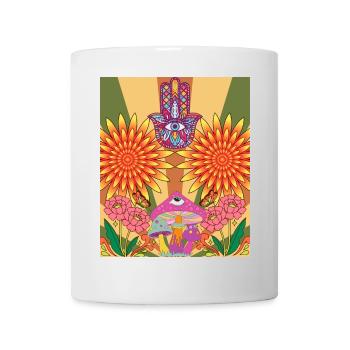 Psychedelic Flower Design - Tasse - Weiß - Vorne