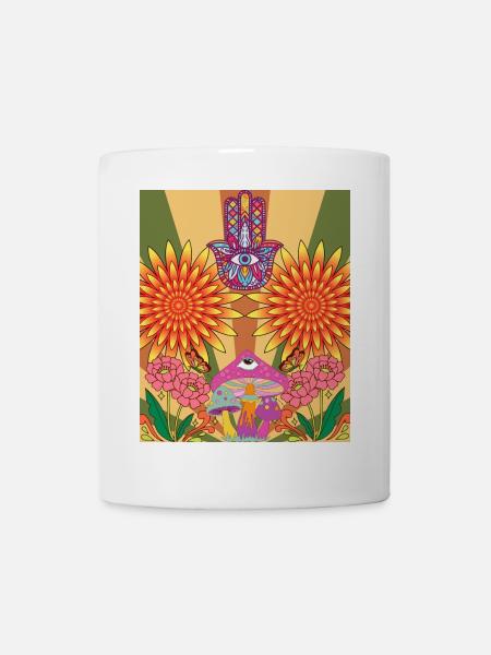 Psychedelic Flower Design - Tasse - Weiß