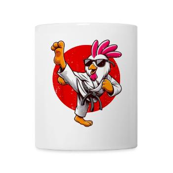Poulet martial avec lunettes de soleil - Mug blanc - blanc - Devant