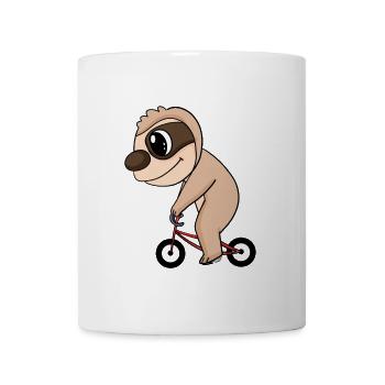 Faultier Fahrrad - Tasse - Weiß - Vorne