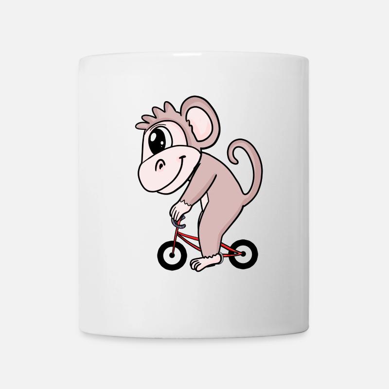 Affe Fahrrad - Tasse - Weiß