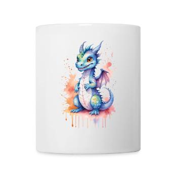 Dragon aquarelle kawaii - Mignon Art fantastique - Mug blanc - blanc - Devant