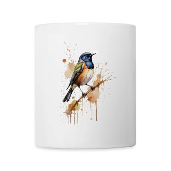 Entzückender Aquarell Vogel - süße Tierkunst - Tasse - Weiß - Vorne