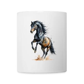 Majestic Black Stallion Watercolor - Mug - white - Front