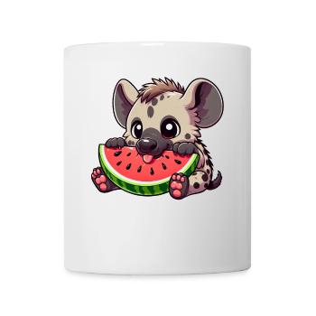 Lustige Hyäne isst Wassermelone Sommerfrucht - Tasse - Weiß - Vorne