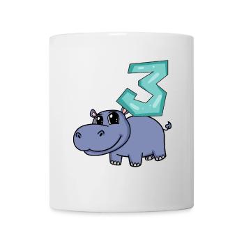Motif 3ème anniversaire Hippopotame - Trois ans - Mug blanc - blanc - Devant