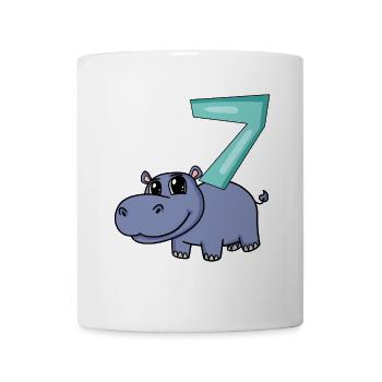 7th Birthday Motif Hippopotamus - Seven Years Old - Mug - white - Front