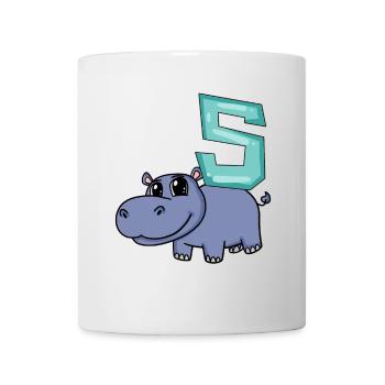 5th Birthday Motif Hippopotamus - Five Years Old - Mug - white - Front