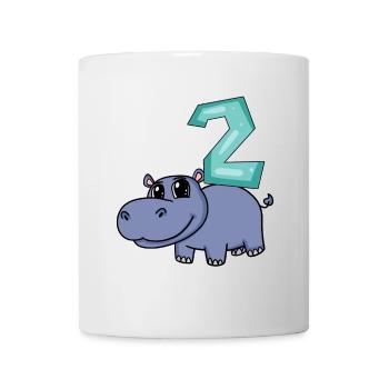 2nd Birthday Motif Hippopotamus - Two Years Old - Mug - white - Front