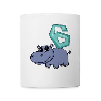 6th Birthday Motif Hippopotamus - Six Years Old - Mug - white - Front