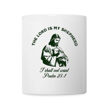 Religiöser Spruch auf grüner Silhouette - Tasse - Weiß - Vorne