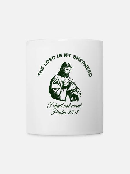 Religiöser Spruch auf grüner Silhouette - Tasse - Weiß