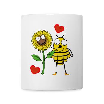 Sonnenblume Herz Biene Bienen Kind Kinder - Tasse - Weiß - Vorne