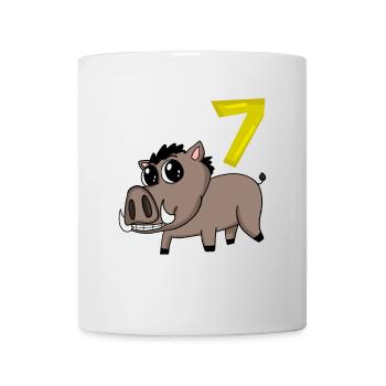 7th Birthday Motif Wild Boar - Seven Years Old - Mug - white - Front