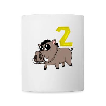 2nd Birthday Motif Wild Boar - Two Years Old - Mug - white - Front