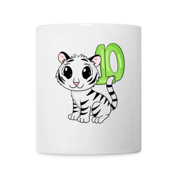 10th Birthday Motif Tiger - Ten - 10 Years - Mug - white - Front
