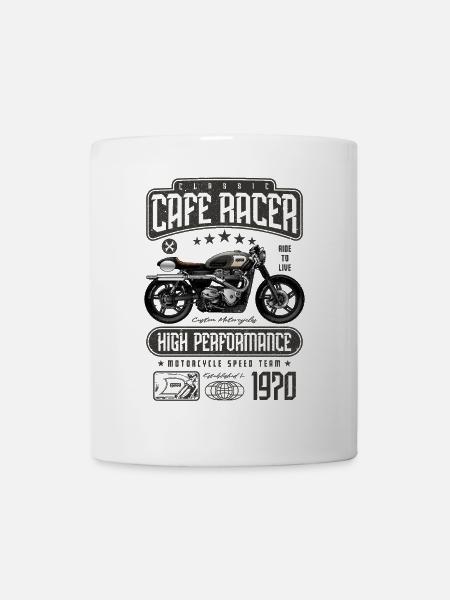 Cafe Racer Moto Anniversaire Motard Né en 1970 - Mug blanc - blanc