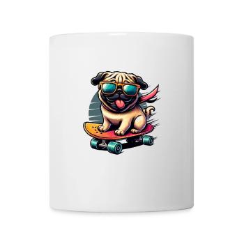 Skater Mops Hund - Tasse - Weiß - Vorne