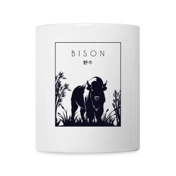 Bison, Chinesisch, Hanzi, Büffel, Amerikanischer Bison - Tasse - Weiß - Vorne