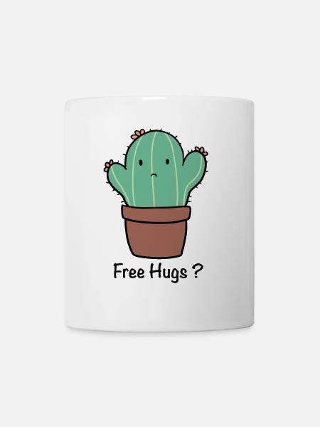 Süßer Kaktus Free Hugs - Tasse - Weiß