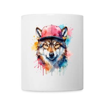 Wolf Snapback Cap Colorful Animal Design Print - Mug - white - Front