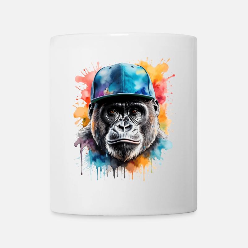 Gorilla Snapback Cap Affe Cool Tier Design Print - Tasse - Weiß