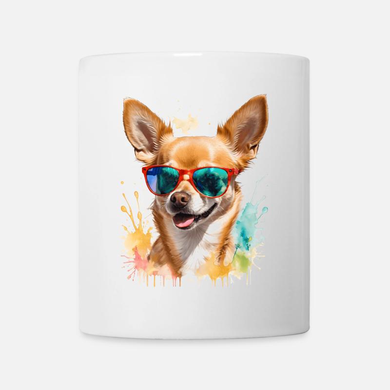 Chihuahua Lunettes De Soleil Chien Drôle Design Imprimer - Mug blanc - blanc