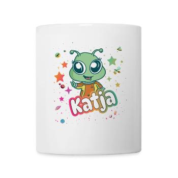 KATJA - Schöner Mädchen Name mit süßem Alien - Tasse - Weiß - Vorne