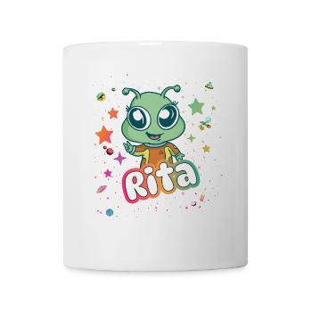 RITA - Schöner Mädchen Name mit süßem Alien - Tasse - Weiß - Vorne