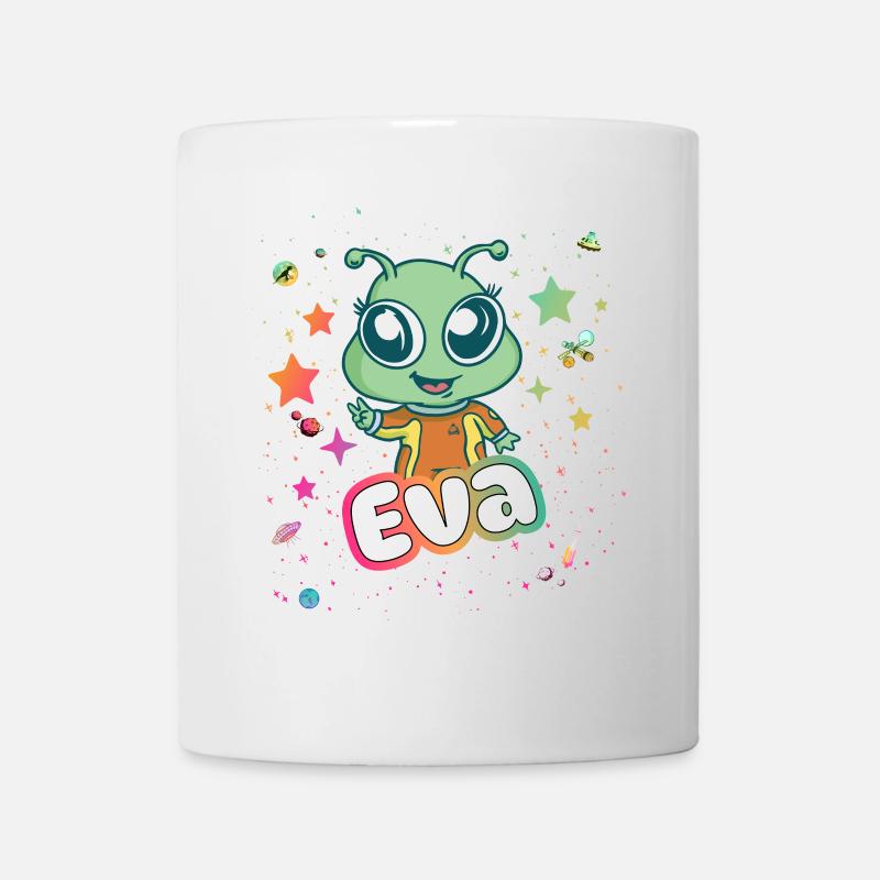 EVA - Schöner Mädchen Name mit süßem Alien - Tasse - Weiß