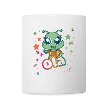 OLA - Schöner Mädchen Name mit süßem Alien - Tasse - Weiß - Vorne